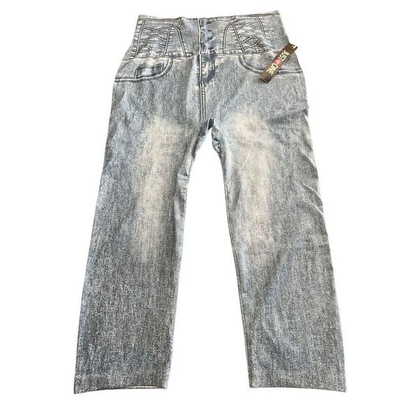 Just One Leggings 2XL/ NWT Jean Print Side Slits - Picture 2 of 6